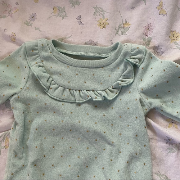 Carters Child of Mine Mint Ruffled Polka Dot Sweater - Picture 6 of 9